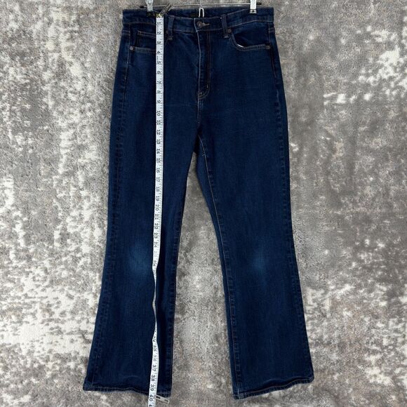 Uniqlo Sz 28 High Rise Slim Flared Jeans Blue Stretch Denim Pants - Picture 3 of 14